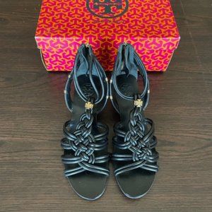 Tory Birch Black Strappy Wedge